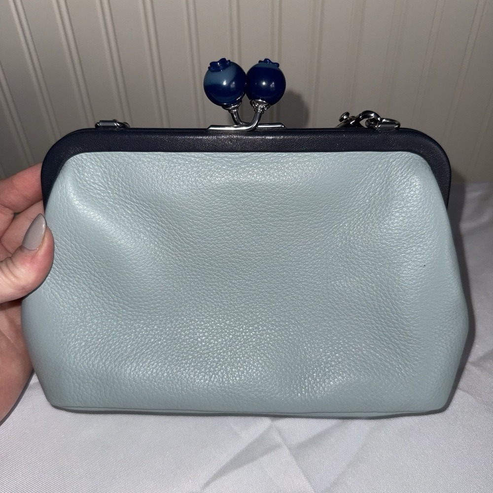 Coach Nora Kisslock Crossbody Clutch Bag Blueberry Light Blue Midnight Navy - Picture 3 of 15